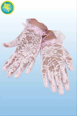 GUANTO DAMINA MERLETTO BABY ROSA